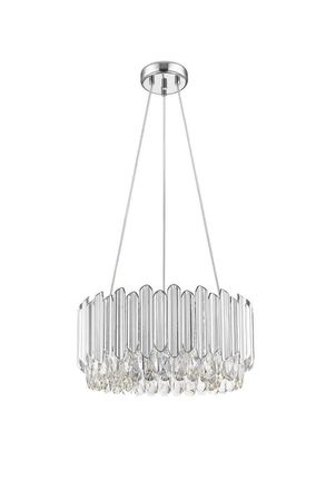 Netlighting Grenada 5 Light Chrome Crystal Pendant Ceiling Light in Grey