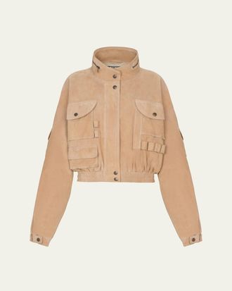 Balmain Suede Multi-Pocket Utility Jacket
