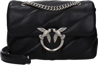 Pinko Pinko Damess Love Puff Schoudertas Leer Zwart/Zilver