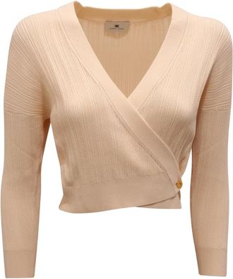 Elisabetta Franchi Cropped Cardigan - female - Elisabetta Franchi - Cardigans - White - 2XL - Knitwear