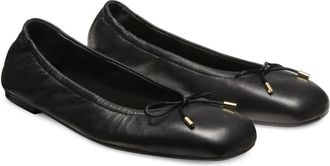 Stuart Weitzman Bardot Ballet Flat Womens Black Leather Bow Detail ZOGG1293