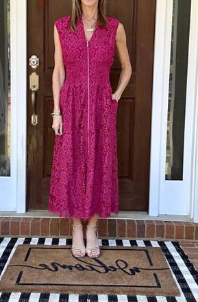 Fate Daphne Lace Dress In Hot Pink