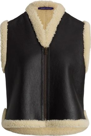 Ralph Lauren Collection Gilet con bordo in shearling - Marrone