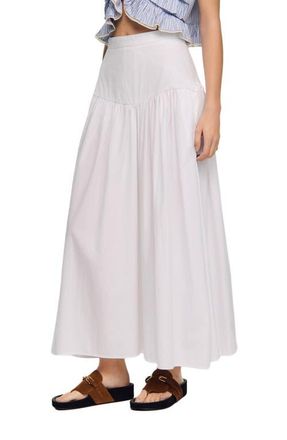 Sandro Long poplin skirt with ties in White at Nordstrom, Size 34 Eu