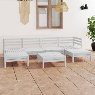 vidaXL Vidaxl - Juego De Muebles De Jard&iacute;n 7 Pzas Madera Maciza De Pino Blanco