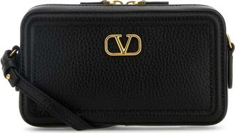 Valentino Garavani Black Leather V Logo Crossbody Bag