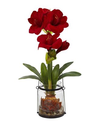 Nearly Natural 24in Amaryllis with Vase