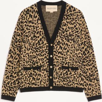Valentino Cardigan Valentino In Lana Con Motivo Jacquard Fauve Eclat Animalier Uomo ANIMALIER XXL