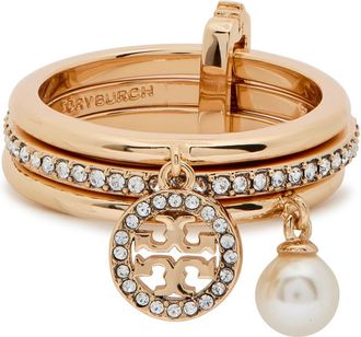 Tory Burch Icon 18kt Gold-plated Stacked Ring - 6 (L 1/2)