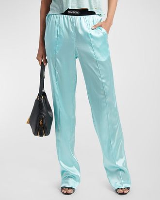 Tom Ford Logo-Banded Silk PJ Pants