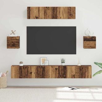 vidaXL Vidaxl - Conjunto De Mueble De Tv 7 Pcs Madera Vieja 80 X 30 X 30 Cm
