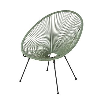 Maisons du monde Sill&oacute;n de jard&iacute;n redondo de resina reciclada color verde caqui