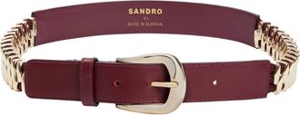 Sandro Leather and metal belt in Bordeaux at Nordstrom, Size Large