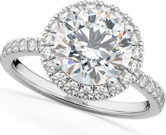 Allurez Halo Moissanite & Diamond Engagement Ring 14K in 2.10Ct/white Gold at Nordstrom, Size 6.5
