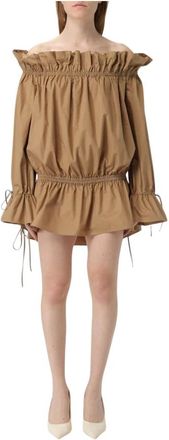 Saint Laurent Dames, Jurken, Beige, Maat: 4XS Katoen