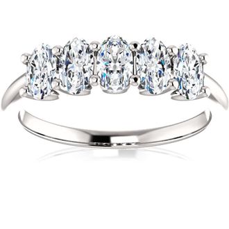 Pompeii3 1 1/2Ct Oval Moissanite Marquise Wedding Ring in White, Yellow or Rose Gold