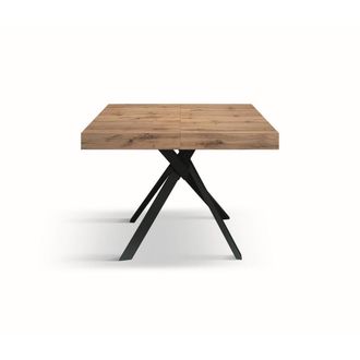 Konte Design Mesa madera roble r&uacute;stico, patas metal antracita 95x90-145x90cm