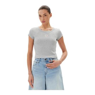 Calvin Klein Dames, Tops, Grijs, Maat: M Katoen