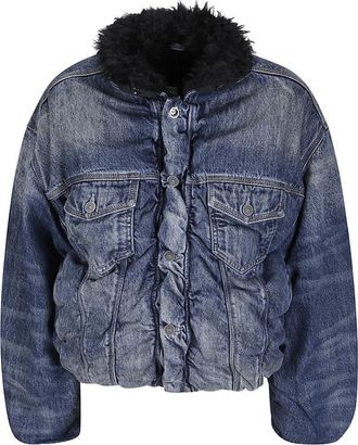 Diesel Faux-fur Trim Padded Denim Jacket