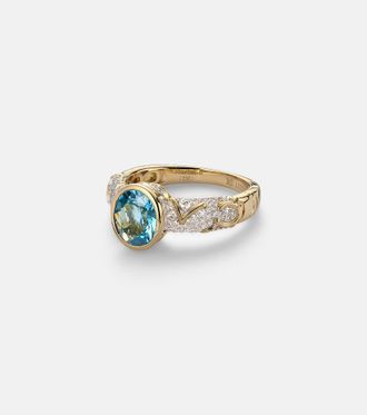 Marina B Ondine 18kt gold ring with topaz and diamonds