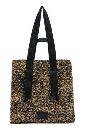 AllSaints Lullah Straw Tote Bag in Biscuit/Black at Nordstrom