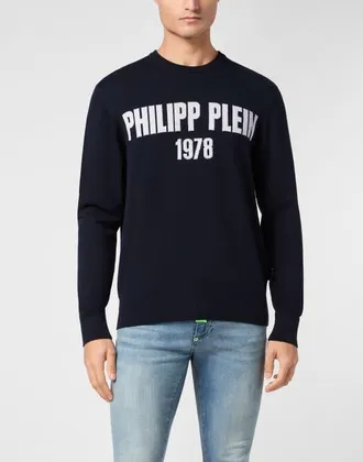 Philipp Plein Round Neck Pullover 1978 Men in Navy at Nordstrom, Size Large