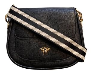 Alice Wheeler Ascot Saddle Bee Bag with crossbody and top handle strap (Black)