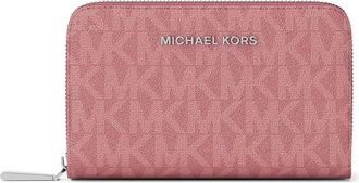 Michael Kors Jet Set Small Zip Around Card Case Womens Coin Purse Rosewood, Leather