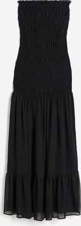 H&M Gesmoktes Bandeaukleid - Schwarz