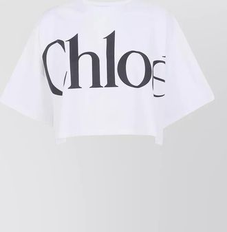 Chlo&eacute; logo oversized cropped crew neck short sleeve t-shirt
