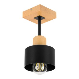 OEM L&aacute;mpara De Techo Negra De Madera Y Metal De Estilo Escandinavo, 1xe27, Iluminaci&oacute;n Led Moderna Para Sal&oacute;n, Cocina, Dormitorio, Habitaci&oacute;n Infantil, Lo