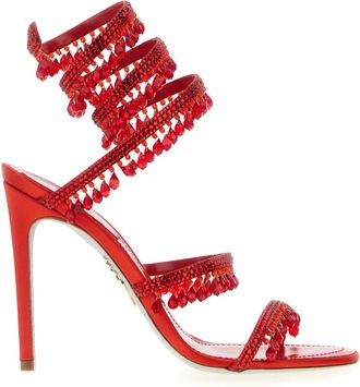 Rene Caovilla Red Open Toe Heels