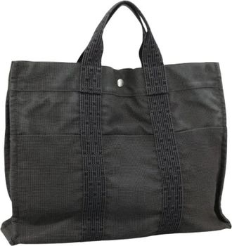 Herm&egrave;s Pre-owned Tote Bags, female, Gray, Size: ONE SIZE Pre-owned Vintage Canvas Tote Bag