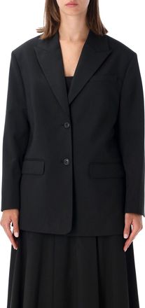 By Malene Birger Structured Black Blazer With Notched Lapel And Oversized Fit