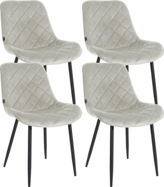Clp Clp - Set De 4 Sillas De Comedor Springs En Terciopelo Crema