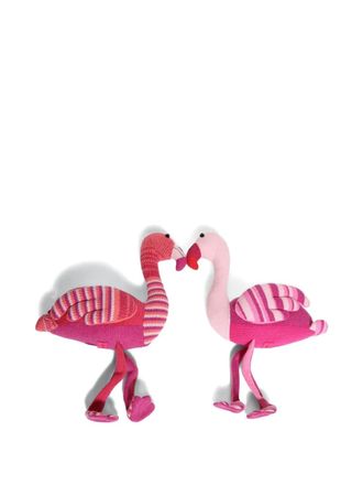 The Elder Statesman Kussen gestreepte flamingo knuffels (40,6 cm x 48,3 cm) - Roze