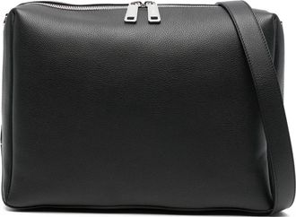 Fendi Borsa a spalla Lui grande con logo in palladio e zip - Nero