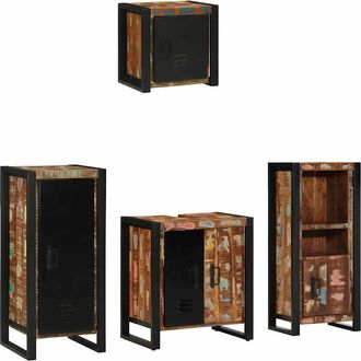 vidaXL Juego De Muebles De Ba&ntilde;o 4 Uds. Multicolor Y Negro Vidaxl