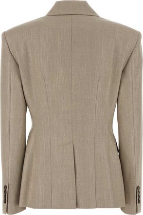Brunello Cucinelli Womens Jacket Blazer Beige Polyester Viscose Wool Blazers