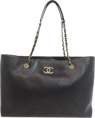 Chanel Black Leather Tote Bag (Pre-Owned)