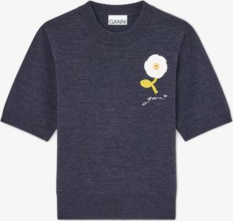Ganni Mixed Tee in Merino - Size XS Wool