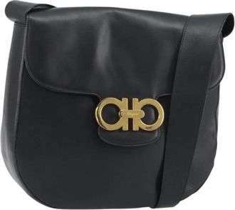Ferragamo Pre-owned Shoulder Bags, female, Black, Size: ONE SIZE Pre-owned Leather Shoulder Bag