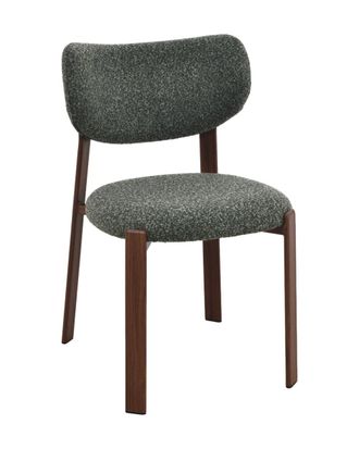 Deco Wood Pack 2 sillas tapizadas chenilla verde patas avellana 77x52cm