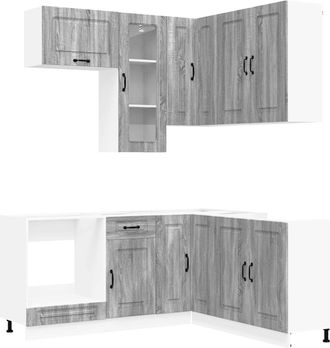 vidaXL Unidad De Cocina Kalmar 8 Uds. Sonoma Gris Madera De Ingenier&iacute;a Vidaxl