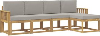 vidaXL Conjunto De Sof&aacute;s De Exterior 5 Uds. Blanco Y Gris Claro Vidaxl