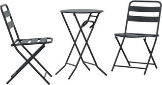 vidaXL Bistro Set Folding 3 pcs Anthracite Steel Vidaxl