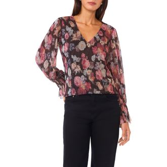 Vince Camuto Metallic Balloon Sleeve Top in Rich Black at Nordstrom Rack, Size X-Large P