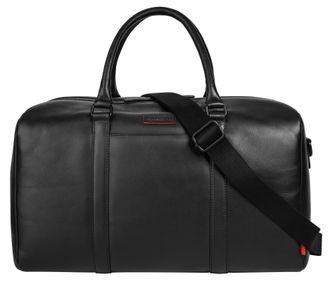 Bugatti Reisetasche BUGATTI CLARK, Damen, Gr. B/H/T: 46cm x 25cm x 25cm onesize, schwarz, Leder, leicht gl&auml;nzend, unifarben, Taschen Reisetasche, echt Leder