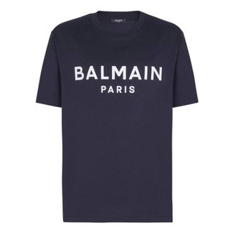 Balmain T-Shirts, male, Blue, Size: XL T-shirt with Paris print