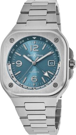 Bell & Ross BR 05 GMT Sky Blue Dial Steel Mens Watch BR05G-PB-ST/SST
